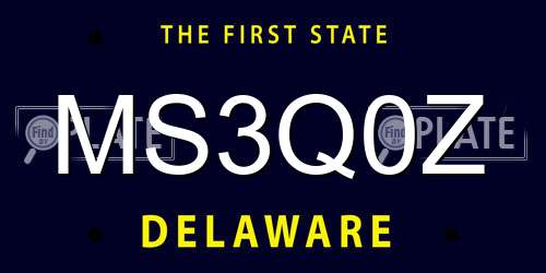 MS3Q0Z Delaware License Plate
