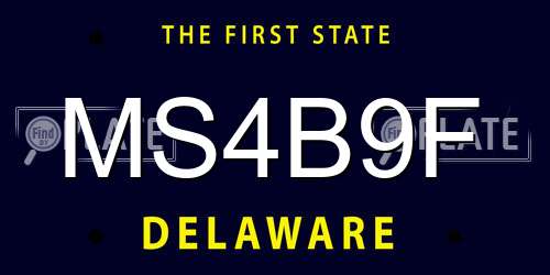 MS4B9F Delaware License Plate