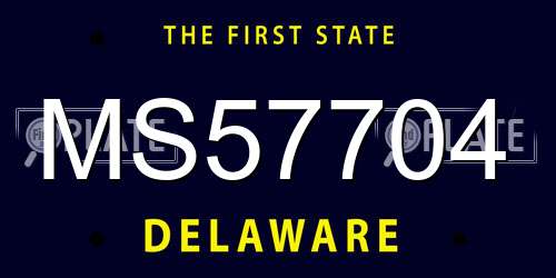 MS57704 Delaware License Plate