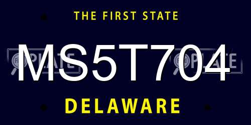 MS5T704 Delaware License Plate