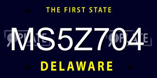 MS5Z704 Delaware License Plate