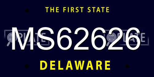 MS62626 Delaware License Plate