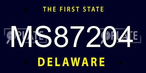 MS87204 Delaware License Plate