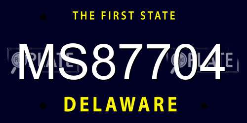 MS87704 Delaware License Plate