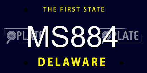 MS884 Delaware License Plate