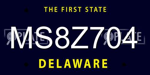 MS8Z704 Delaware License Plate