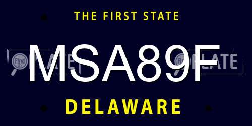 MSA89F Delaware License Plate