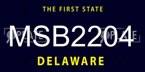 MSB2204 Delaware License Plate
