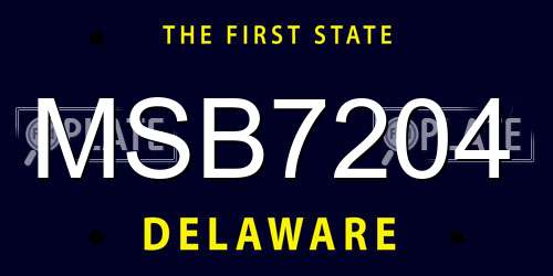 MSB7204 Delaware License Plate