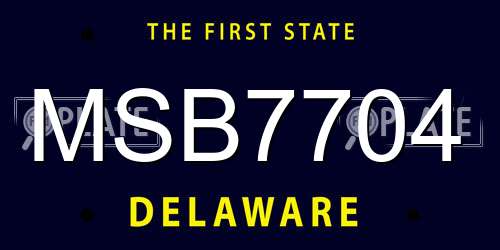 MSB7704 Delaware License Plate