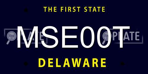 MSE00T Delaware License Plate