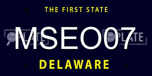 MSEO07 Delaware License Plate