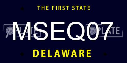 MSEQ07 Delaware License Plate