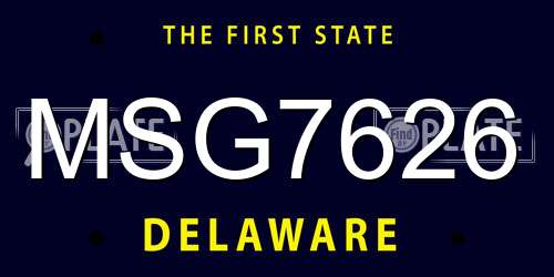 MSG7626 Delaware License Plate