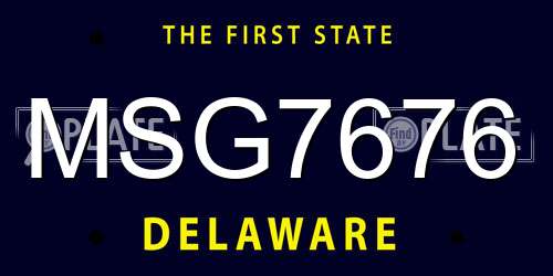 MSG7676 Delaware License Plate