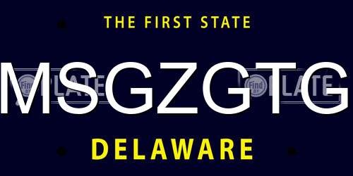 MSGZGTG Delaware License Plate