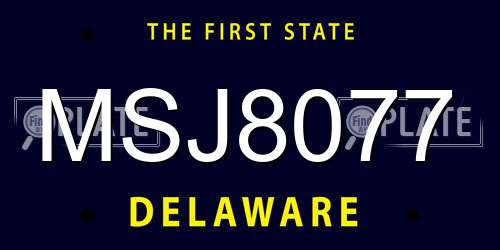 MSJ8077 Delaware License Plate