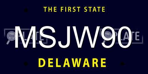 MSJW90 Delaware License Plate