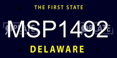MSP1492 Delaware License Plate