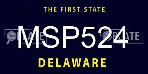 MSP524 Delaware License Plate