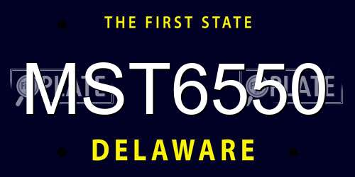 MST6550 Delaware License Plate