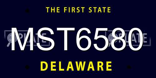 MST6580 Delaware License Plate