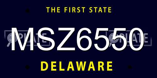MSZ6550 Delaware License Plate