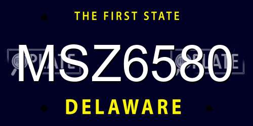 MSZ6580 Delaware License Plate