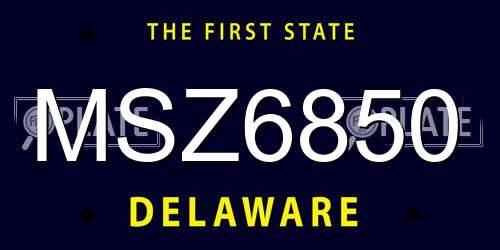 MSZ6850 Delaware License Plate