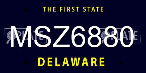 MSZ6880 Delaware License Plate