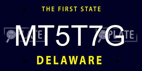 MT5T7G Delaware License Plate