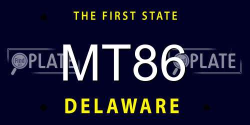 MT86 Delaware License Plate