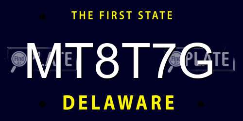 MT8T7G Delaware License Plate