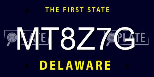 MT8Z7G Delaware License Plate