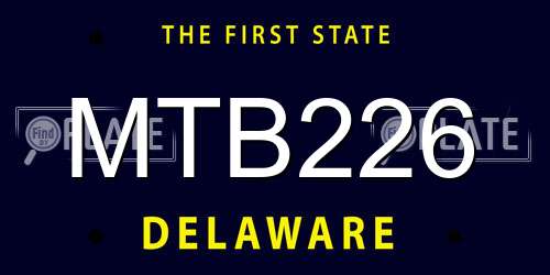 MTB226 Delaware License Plate