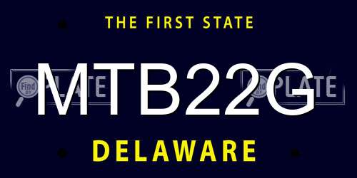 MTB22G Delaware License Plate