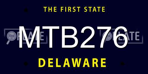 MTB276 Delaware License Plate
