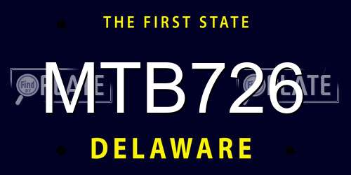 MTB726 Delaware License Plate