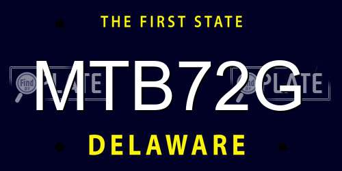 MTB72G Delaware License Plate