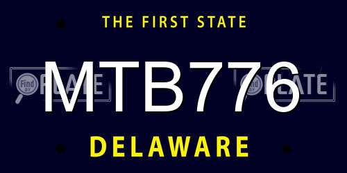 MTB776 Delaware License Plate