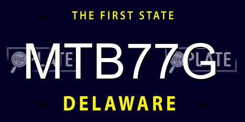 MTB77G Delaware License Plate