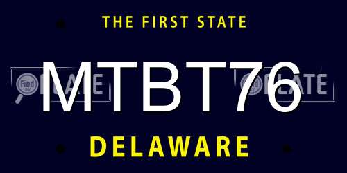 MTBT76 Delaware License Plate