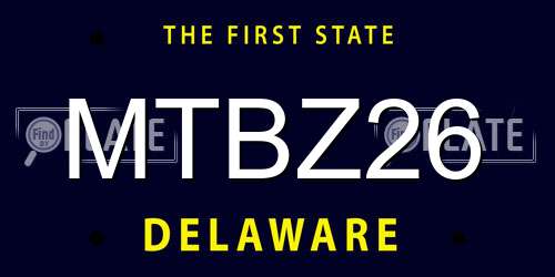MTBZ26 Delaware License Plate