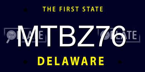 MTBZ76 Delaware License Plate