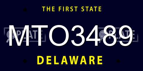 MTO3489 Delaware License Plate