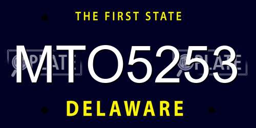 MTO5253 Delaware License Plate