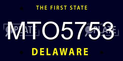 MTO5753 Delaware License Plate