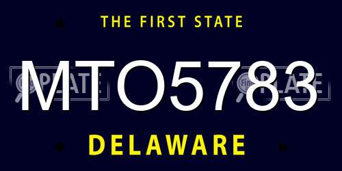 MTO5783 Delaware License Plate