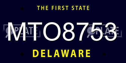MTO8753 Delaware License Plate