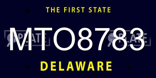 MTO8783 Delaware License Plate